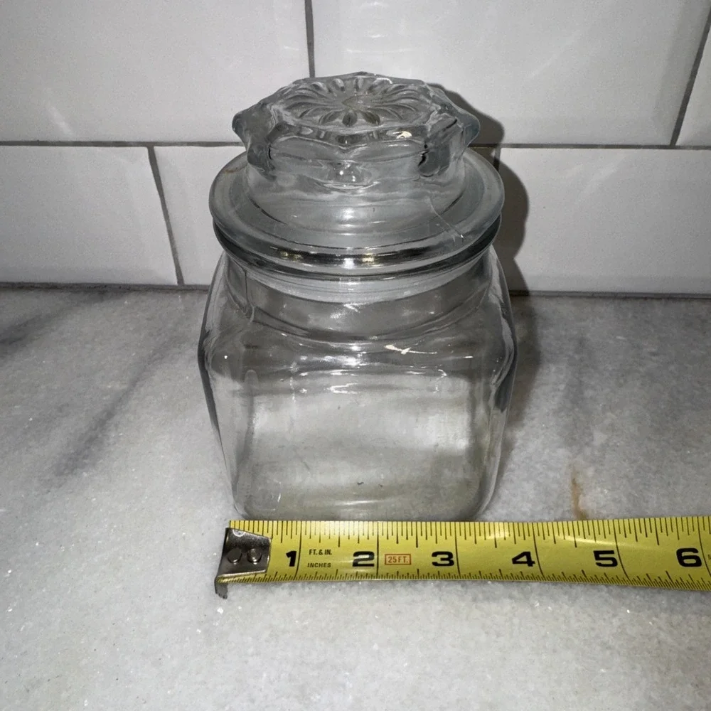VINTAGE Anchor Hocking Clear GLASS POTHECARY JAR 51/2